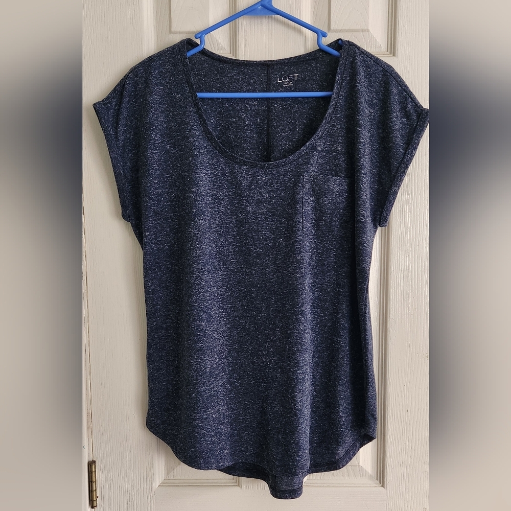 LOFT Heathered Blue Short Sleeve Top